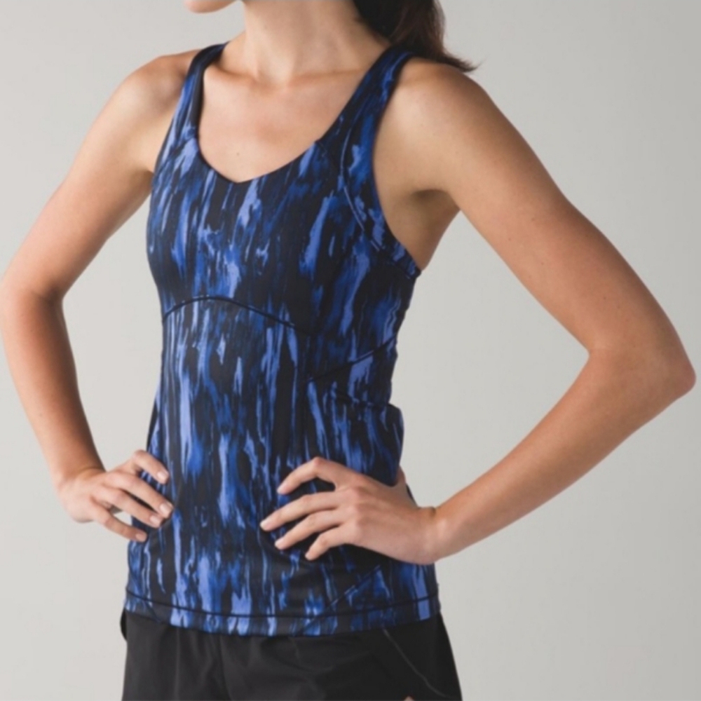 LULULEMON KANTO CATCH ME TANK TOP  PAINTED ANIMAL BLUE SIZE 6. - Picture 4 of 13